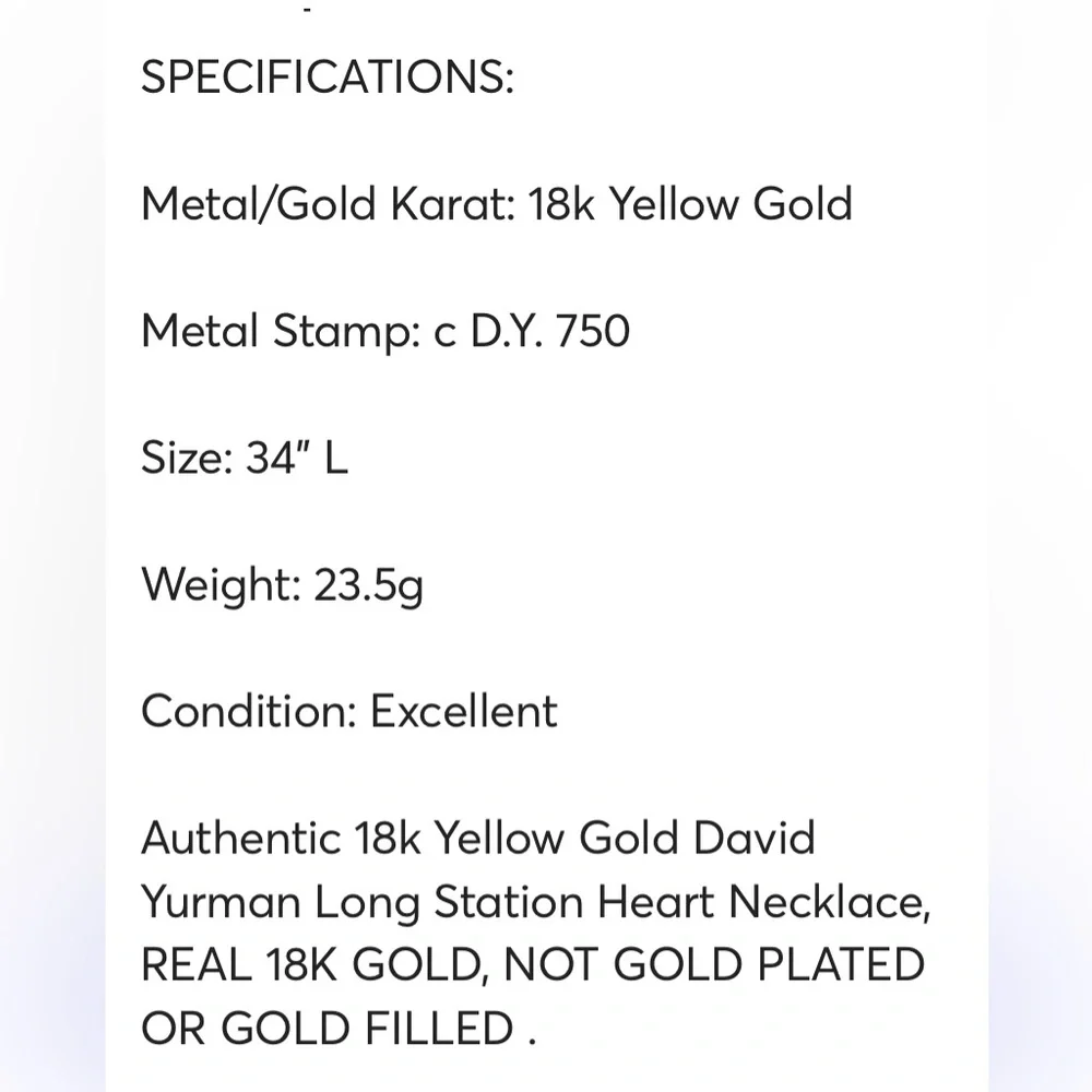 ✨SOLD✨ 
David Yurman 18k Gold Heart Station Necklace ( my price is FIRM ) - Picture 13 of 14